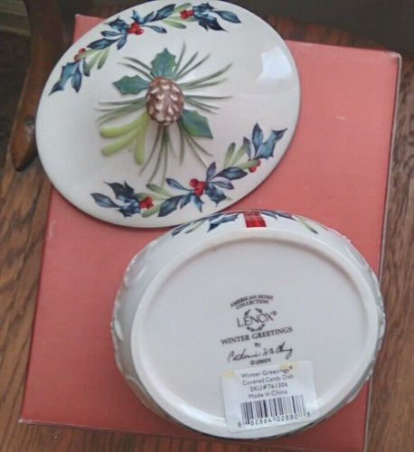 Lenox For the Holidays Winter Greetings Cardinal Covered Candy Dish - used - Picture 7 of 9