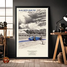 British GP Vintage Poster Silverstone Rob Walker Formula Racing Art Print Gift