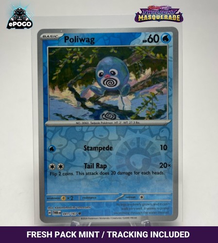 Poliwag 041/167 Holograma Inverso Pokemon Juego de Cartas Coleccionables: Twilight Masquerade COMO NUEVO ENVIADO HOY - Imagen 1 de 2
