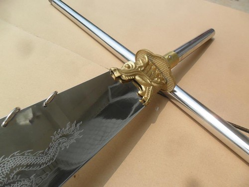 Espada de caballo china Wushu PoDao Zhanmadao Kungfu 9 anillos Dadao Wushu armas largas - Imagen 5 de 7