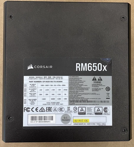 Corsair RM650x Fully Modular 80 Plus Gold  PSU 650 Watt ATX 12V Power Supply