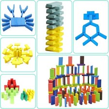 MCPINKY 620 PCS Colorful Wooden Domino Toy Blocks Educational Tile Game for Kids
