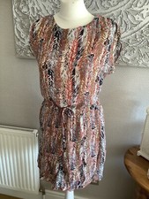 Dress Yumi Ladies 8 Brown Short Party Casual Beach Autumn Tunic Top Pleated Asos