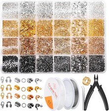 Acejoz 2160 Pieces Crimp Beads Kit for Silver, Gold, Copper, Gun Black