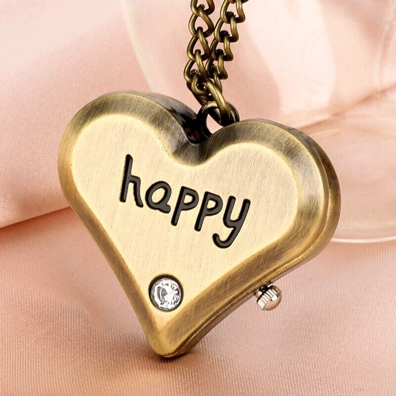 Creative Heart-Shaped Quartz Pocket Watch Necklace for Men and Women as Thoughtful Gift