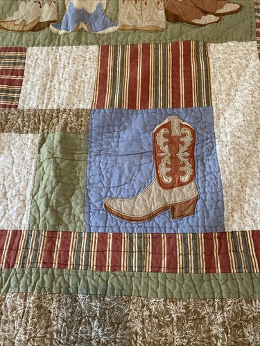 Mini botas de vaquero con edredón de retazos patchwork Western 52" X 60" - Imagen 4 de 6