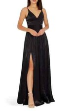 Dress The Population Black Danae Crinkle A-Line Gown Size Medium 388