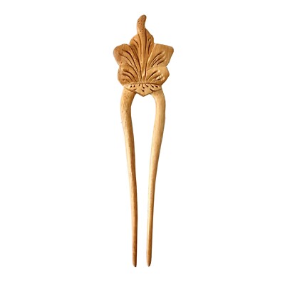 Hawaiian Hibiscus Flower Hand Carved Wood Hair Stick Pick from Maui, Hawaii 6.5''