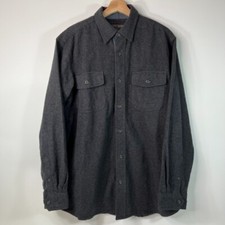 Grizzly Mountain Chamois Flannel Long Sleeve Button Up Shirt Gray Men's Large L