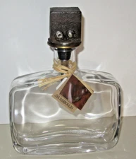 JAN BARBOGLIO DECANTER W/ HAMMERED IRON / BRASS WINE CORKSCREW TOPPER