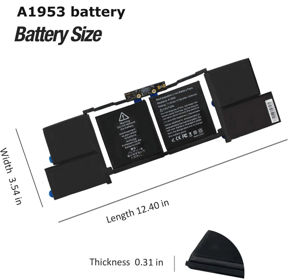 Genuine A1953 Battery for Apple MacBook Pro 15 A1990 Mid 2018 2019 EMC 3215 3359 - image 3 of 4