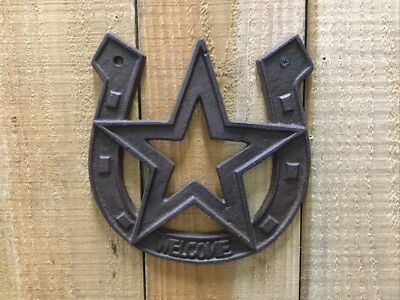 Cast Iron Horseshoe Star Welcome (180-0029)