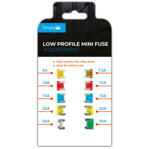 Assorted Low Profile Mini Fuses -  5 7.5 10 15 20 25 30 Amps Simply 10 pcs
