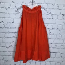 Mersea Endless Summer Ruffle Trapeze High Neck Top Size S/M Orange