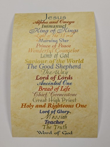 NAMES of JESUS - 3-1/2 X 5-1/2" POSTCARD / HOLY CARD / BOOKMARK - ALPHA & OMEGA - 第 1/2 張圖片