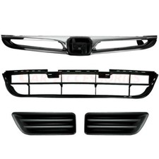 For 2006 2007 Honda Accord 4dr Front Upper Lower Grille And Fog Light Covers Set