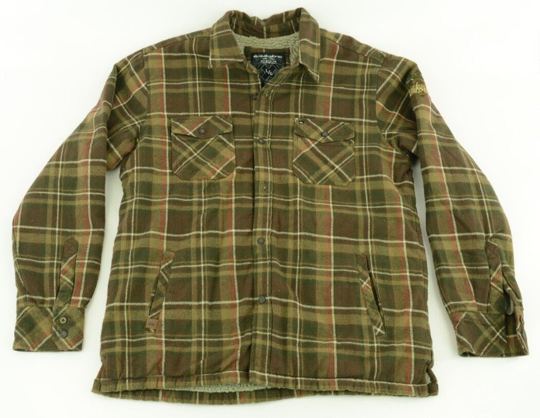 Quicksilver Large Plaid Button Up Heavy Jacket W/… - image 1