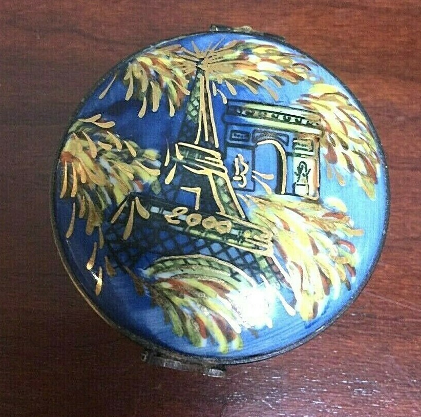 LaGloriette Limoges Millennium Eiffel Tower and Arc de Triomphe Trinket Box