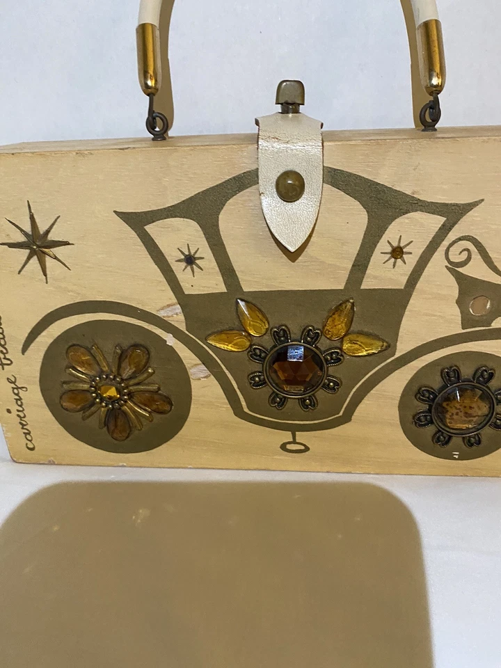 De Colección Original Enid Collins Caja de Madera Bolso Cartera “Carriage Trade” Por Collins Texas Foto 2 de 4