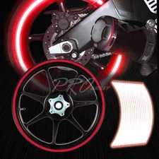 16/17/18" Inches Reflective Rim Tape/Front+Rear Wheel 4-Side Stripes Sticker Red