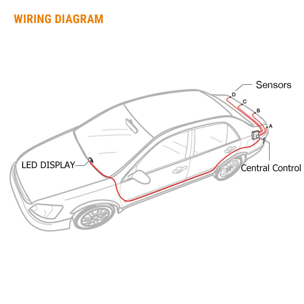 Kit de sensor de marcha atrás MINKUROW 4 sensores negros Sistema de  estacionamiento automático Pantalla LED