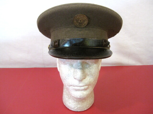 post-WWI US Army M1923 Enlisted Visor Service Cap or Hat w/Leather