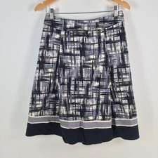 Jacqui E womens skirt size 8 multicolour geometric flare cotton zip 076296