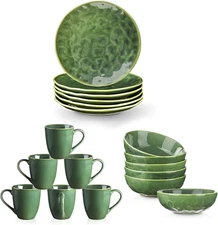 18-Piece Ceramic Dinnerware Set, Service for 6, Includes 6 Dessert Plates, 32Oz