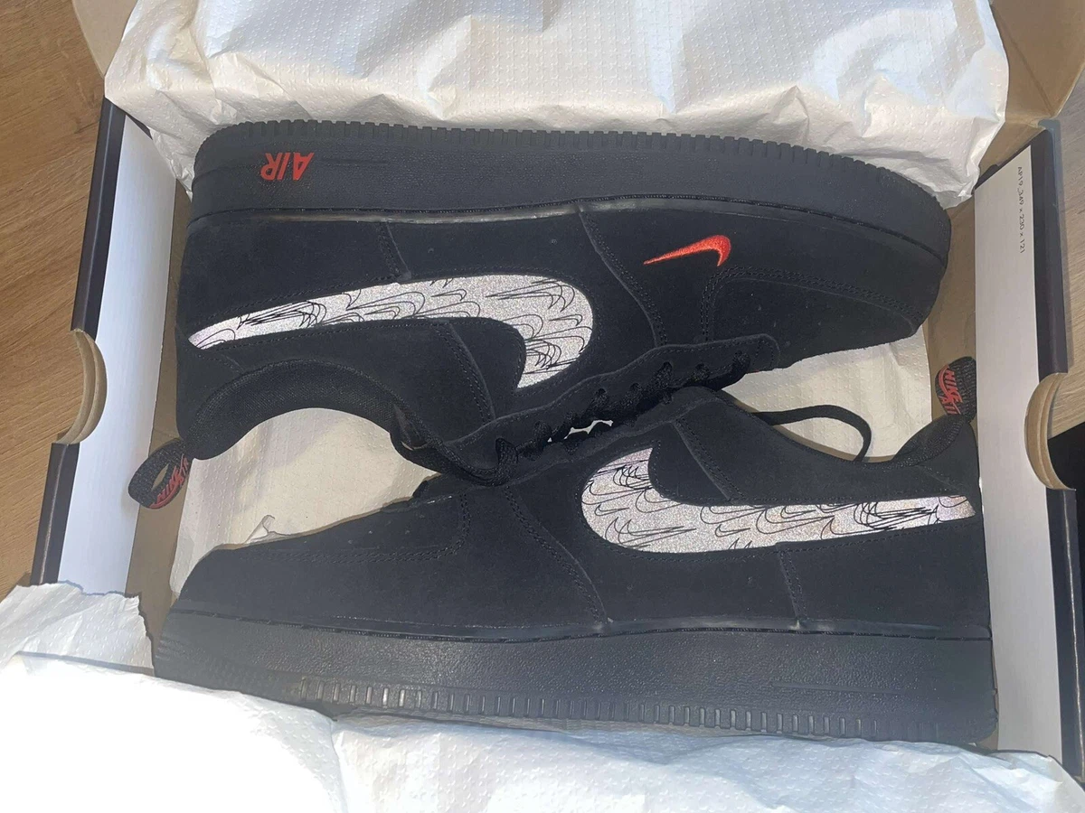 Nike Air Force 1 '07 LV8 Reflective Swoosh Black Crimson DZ4514-001 Men's  Shoes