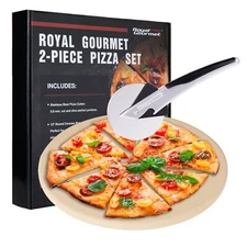 Royal Gourmet 2-Piece Pizza Tools Set 13-Inch Baking Stone & Cutter Oven Grill