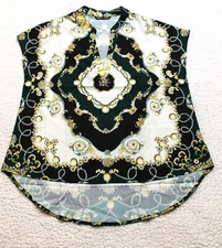 Shein Floral V Neck Shirt Women's MEDIUM Multicolor Sleeveless