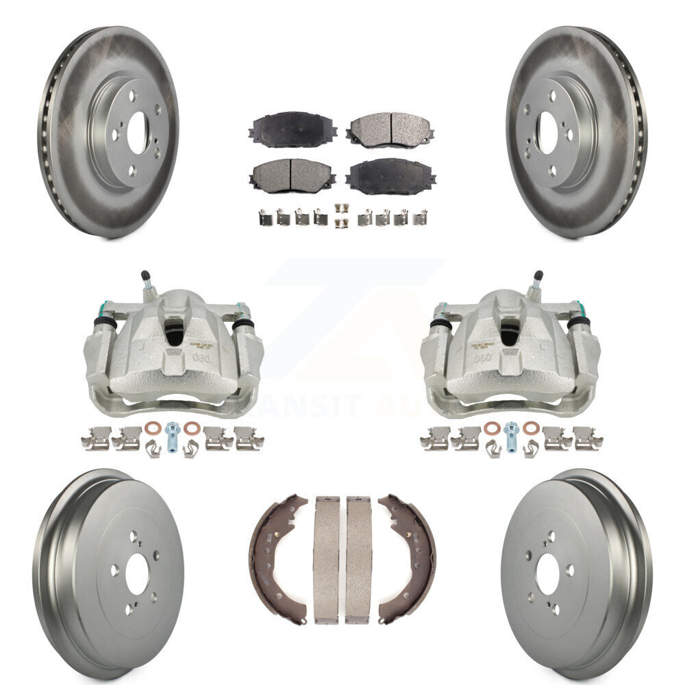 High-Performance Front Rear Disc Brake Caliper Coated Rotors Drums Pads Kit