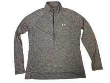 Under Armour Womens XL Heatgear 1/2 Zip Mock Neck Heather Gray Pullover EUC