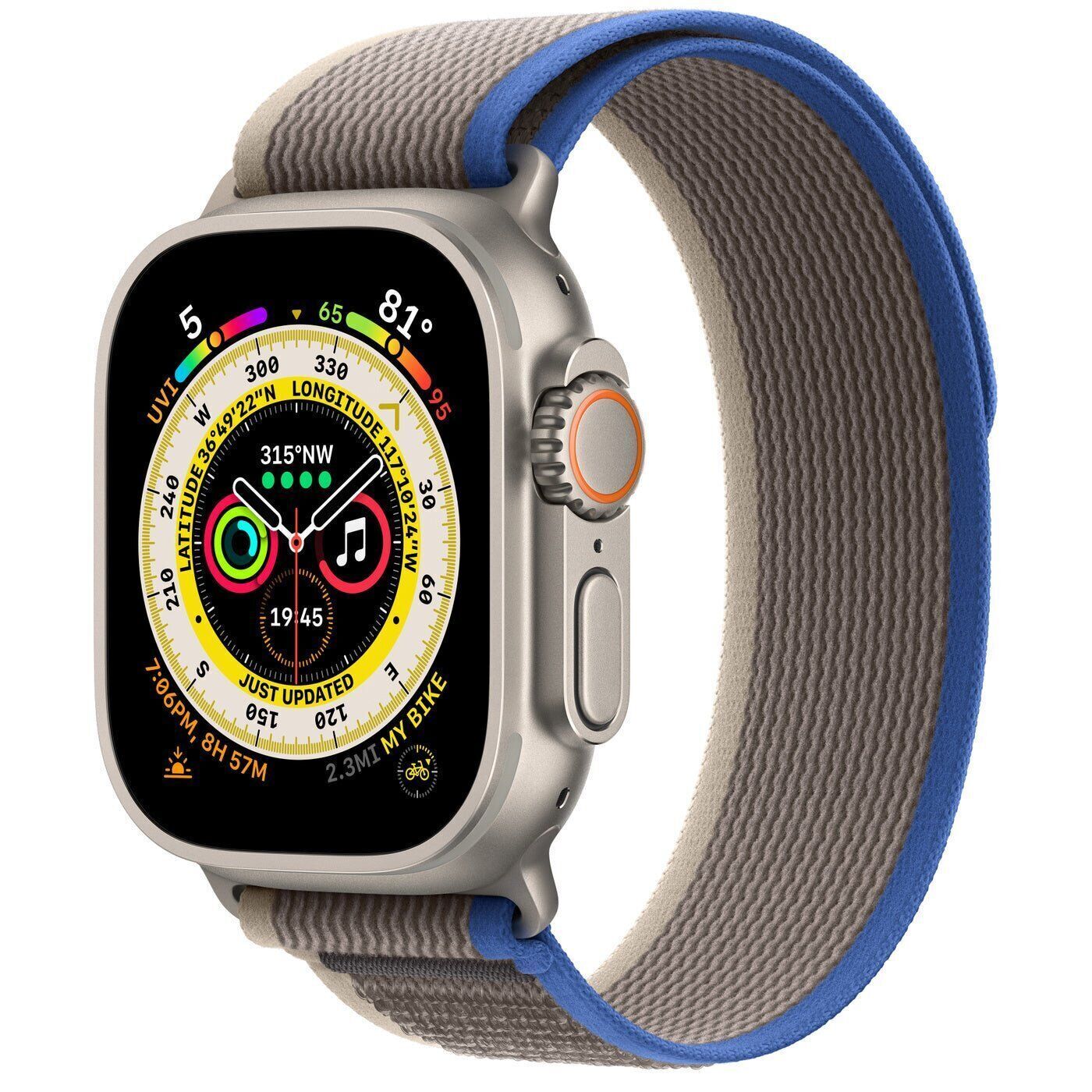 Apple+Watch+Ultra+49mm+Titanium+Case+with+Blue%2FGray+Trail+Loop