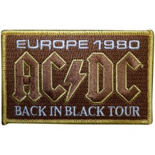 AC/DC Iron-On Woven Patch: EUROPE 1980 BACK IN BLACK TOUR: Official Merch £pb