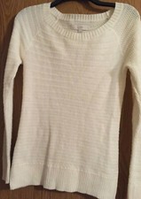 LOFT Sweater Size small Cotton nylon Rayon White Round neck Cable B5