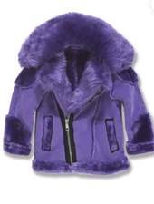 JORDAN CRAIG KIDS PURPLE SHEARLING MOTO JACKET