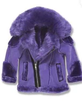 JORDAN CRAIG (KIDS) PURPLE SHEARLING MOTO JACKET