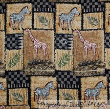 BonEful Fabric FQ Cotton Quilt Black Brown African Zebra Giraffe Patchwork Block