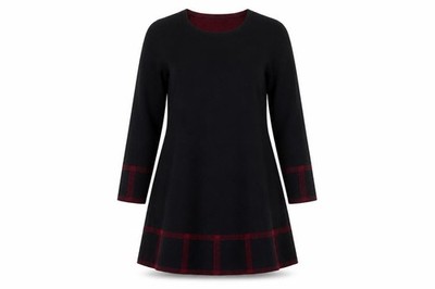 Cynthia Rowley Damen A-Linie Kleid Größe XL Schwarz Knielang Rundhals Freizeit
