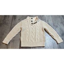 Baby Gap Fisherman Sweater Boys Toddler 4 Beige Cable Chunky Knit Sherpa Collar