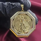 1.50Ct Round Cut Lab Created Liberty Coin Pendant 14K Yellow Gold Plated