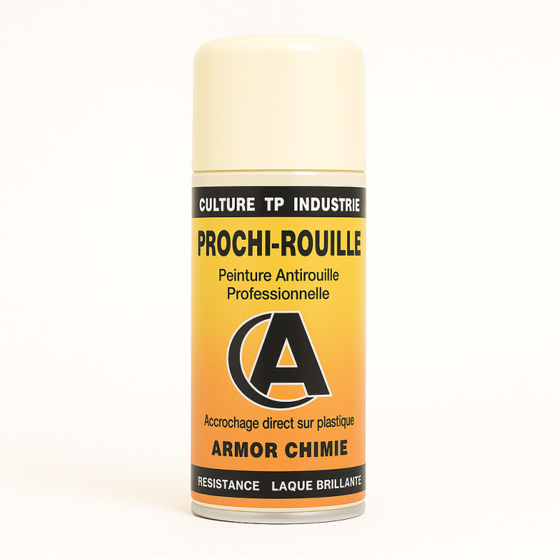 Bombe de peinture antirouille ivoire RAL 1015 brillant Prochi-rouille de 400ml