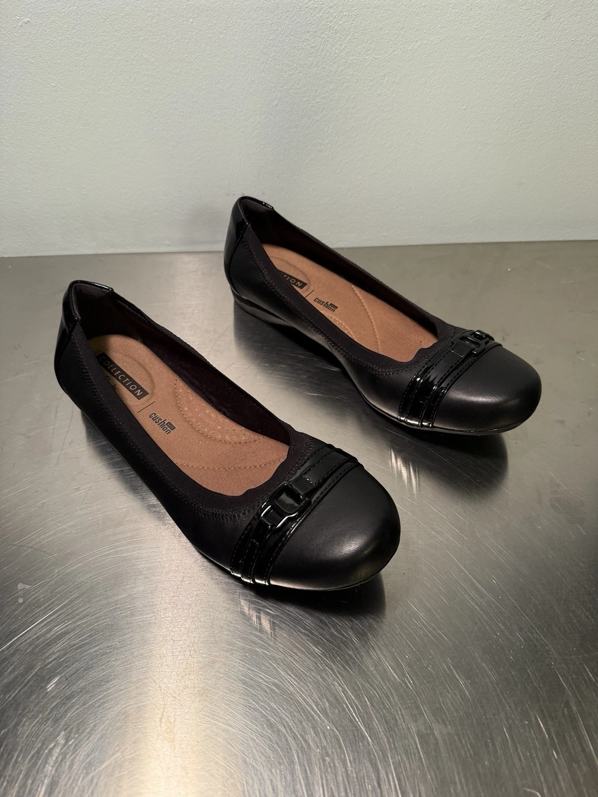 Ballerine mocassino Clarks donna Kinzie in pelle nero chiaro taglia 8 5