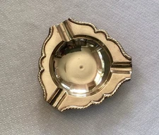 Solid Brass Vintage Cigar Ashtray Braided Edge Triangular