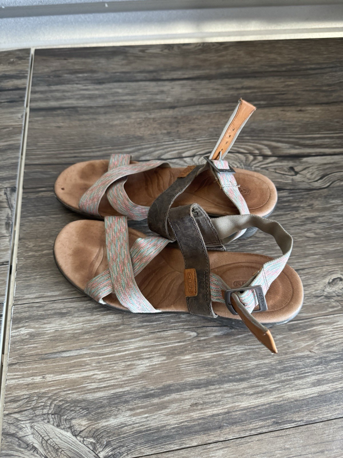 Sandali Keen Skyline Brindle scarpe donna taglia 9 marroni zeppa regolabile con cinturino