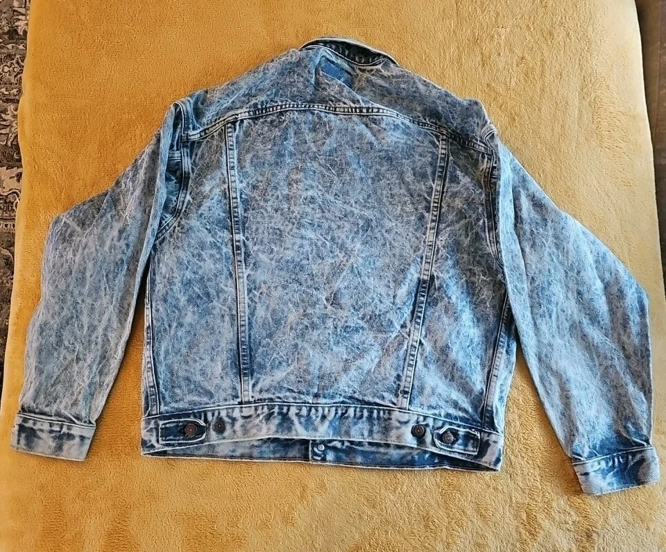 Vintage Levi's Acid Wash 80s Denim Blue Jean Jacket Large 70507 0219 USA Made - Image 2 of 4