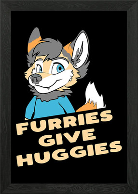 Furries Give Huggies Furry Framed Wall Art Poster Canvas Print Picture
