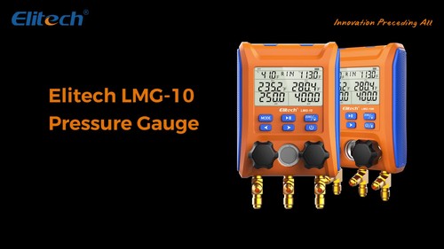 Elitech LMG-10 Digital Manifold Gauge Refrigeration Pressure Vacuum Temp Gauge - Video 1 of 1
