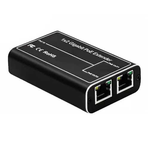 Gigabit POE Extender 1 to 2 802.3af/at DC44V-55V Plug and Play Easy to Operate